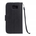 Wholesale Galaxy S6 Edge Premium Flip Leather Wallet Case with Strap (Black)
